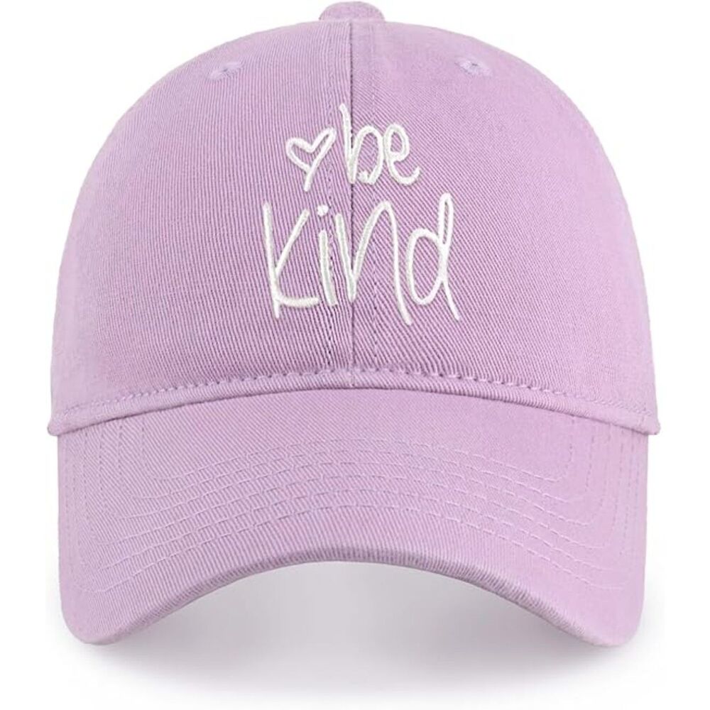 Unisex Lilac 100% Cotton Be Kind Embroidered Adjustable Classic Baseball Caps - Picture 1 of 3